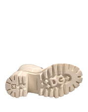 White DG Logo Hi Trekking Plateau Biker Boots Shoes