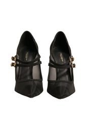 Svarta Mesh Mary Jane Högklackade Pumps Skor