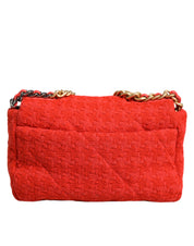 Red Tweed 2WAY Hand Chain Medium Shoulder Bag Purse
