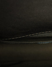 Dark Green Leather Shoulder Bag Gray Metal Purse Bag