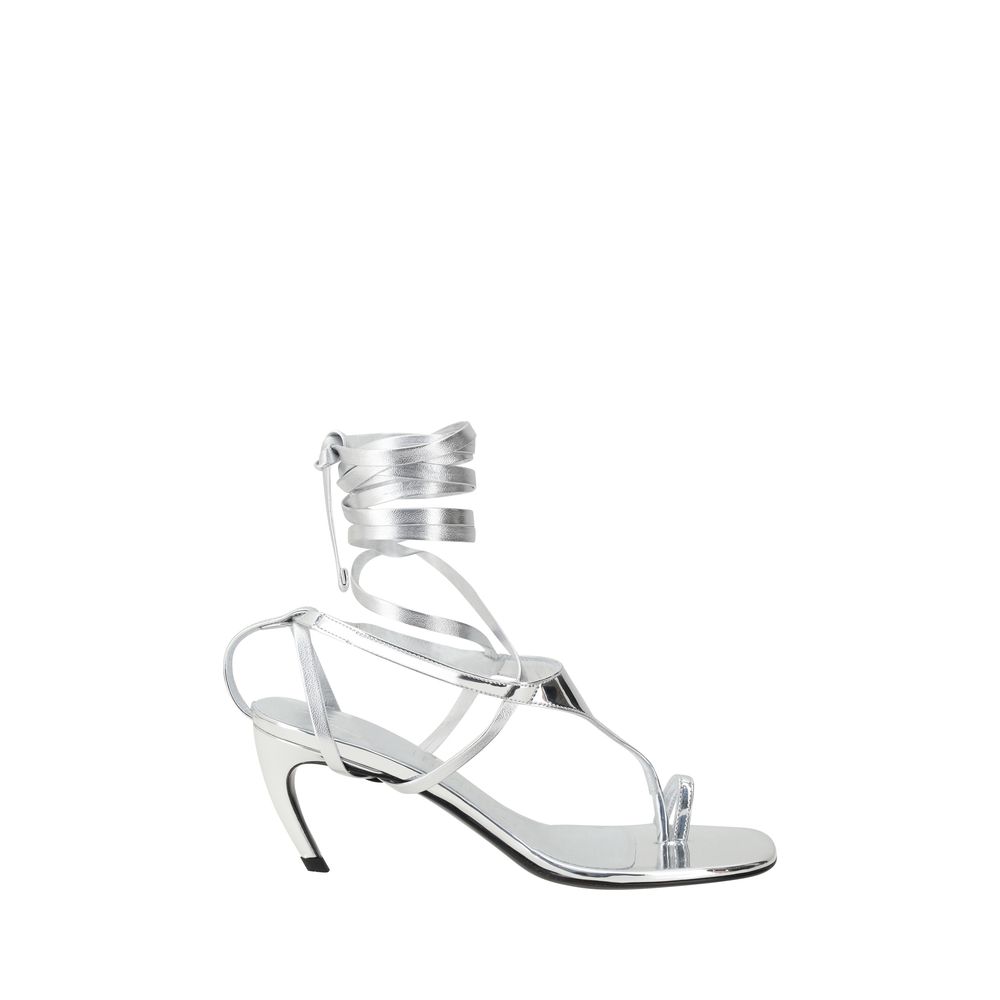 Silver Calf Leather Bos Taurus Flip-Flop Sandals