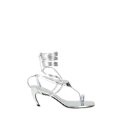 Silver Calf Leather Bos Taurus Flip-Flop Sandals