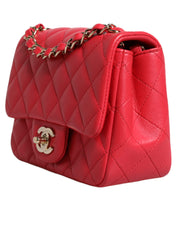 Pink Matelasse Chain Shoulder Lambskin Purse Mini