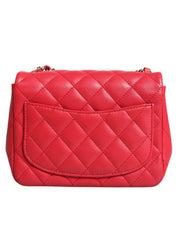 Pink Matelasse Chain Shoulder Lambskin Purse Mini