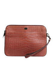 Dolce & Gabbana Burgundy Croc Leather Briefcase