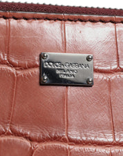 Dolce & Gabbana Burgundy Croc Leather Briefcase