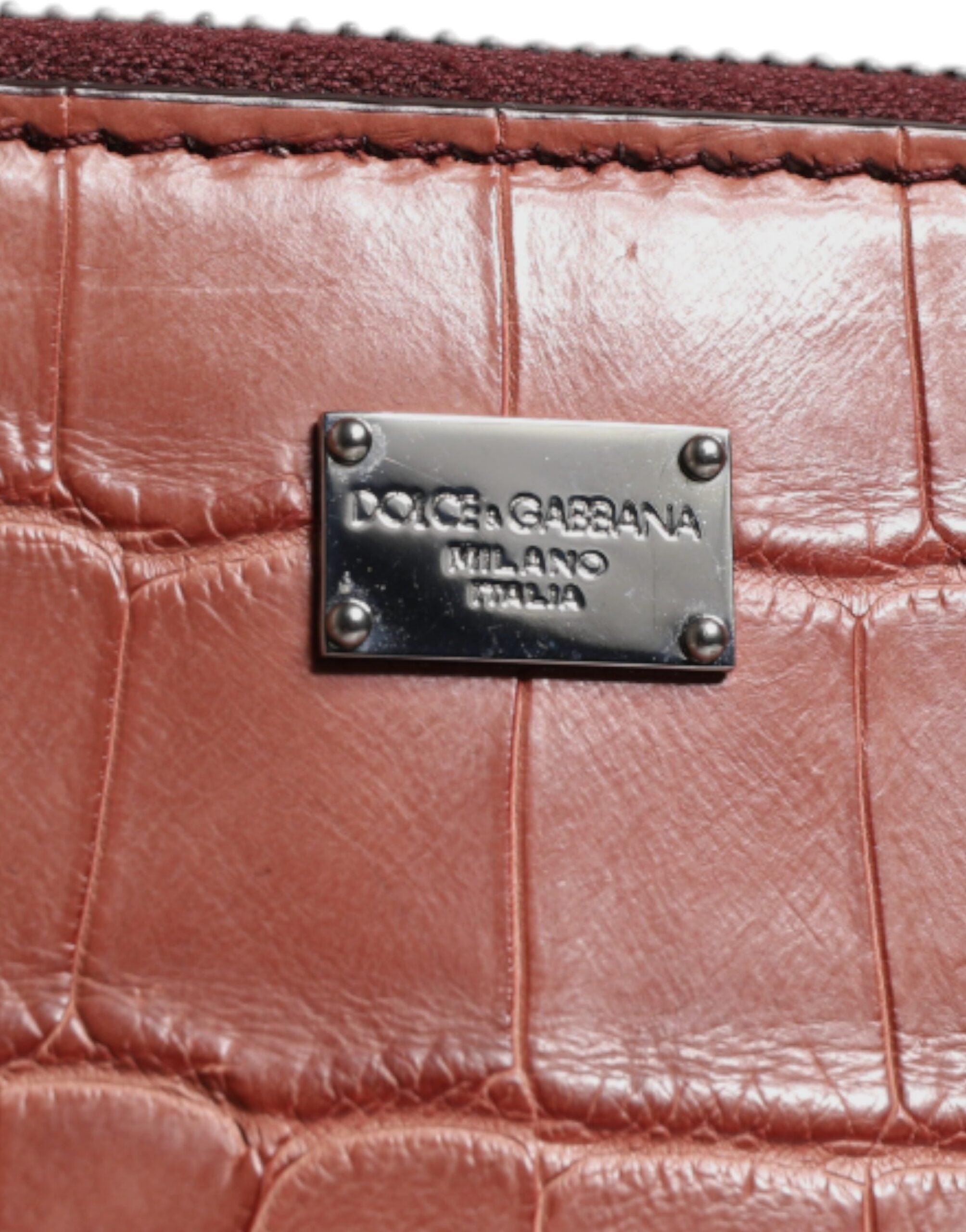 Dolce & Gabbana Burgundy Croc Leather Briefcase