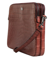 Dolce & Gabbana Burgundy Croc Leather Briefcase