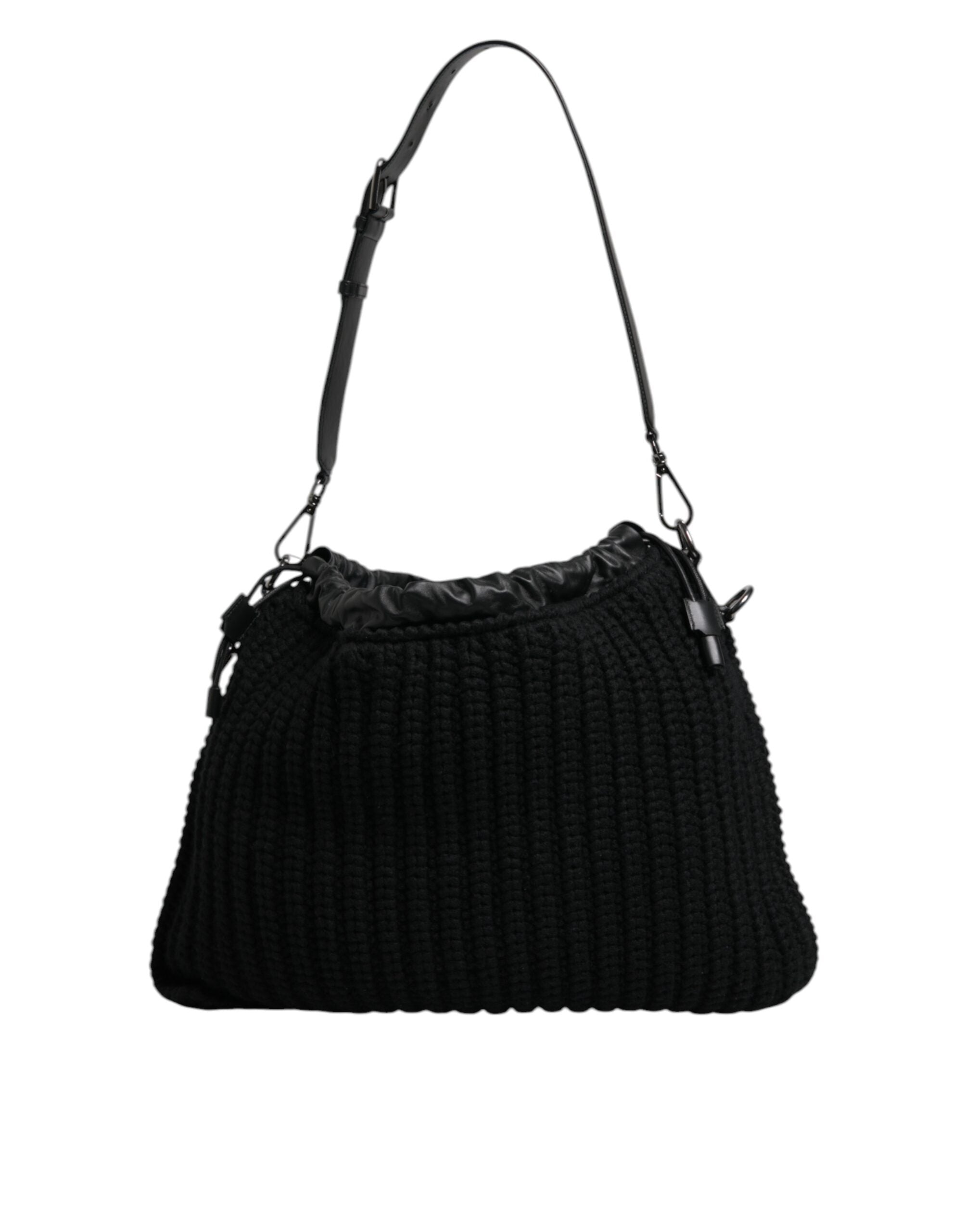 Dolce & Gabbana Black Cashmere Leather Shoulder Bag