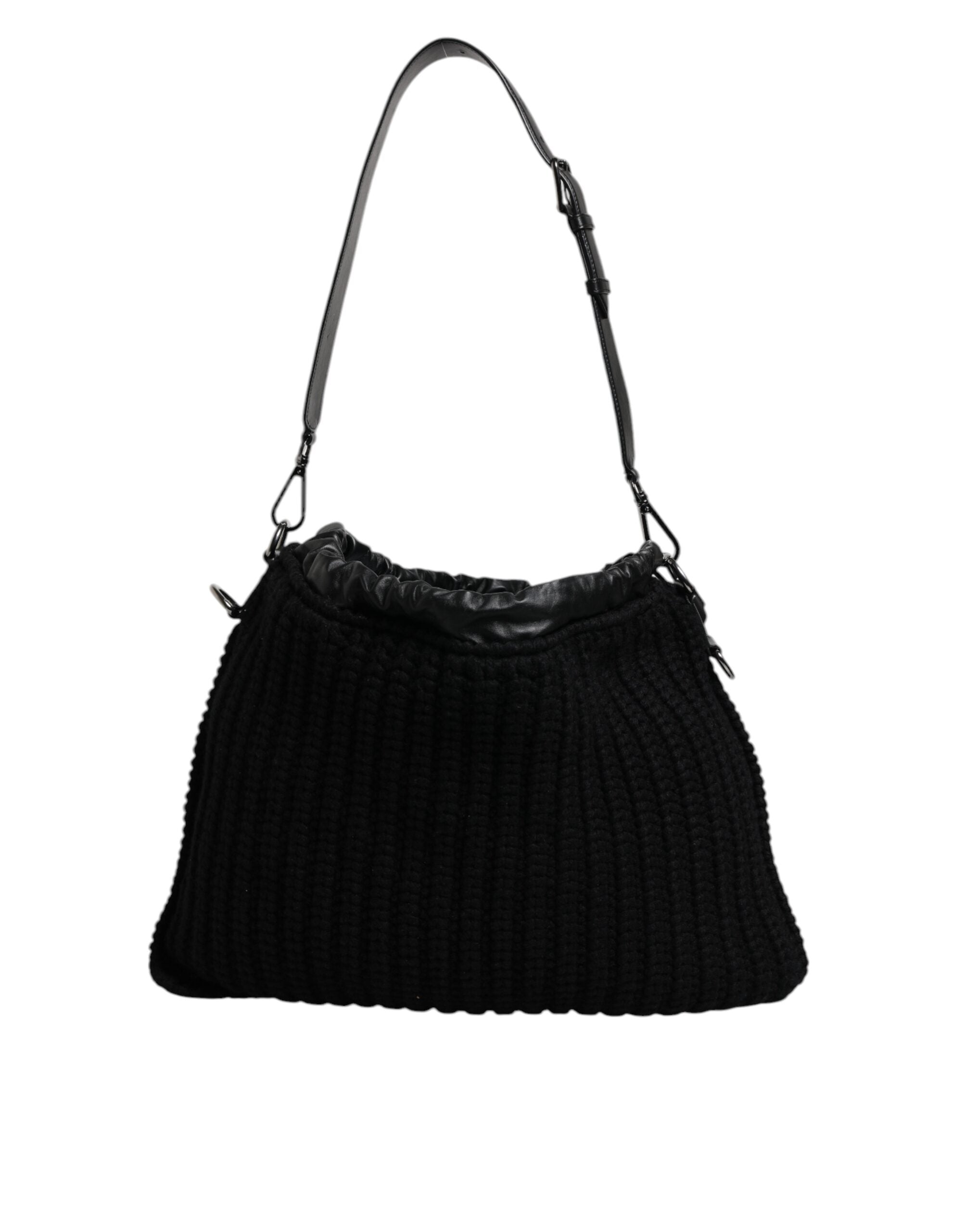 Dolce & Gabbana Black Cashmere Leather Shoulder Bag