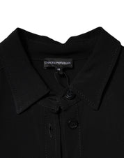Black Viscose Long Sleeves A-line Mini Dress