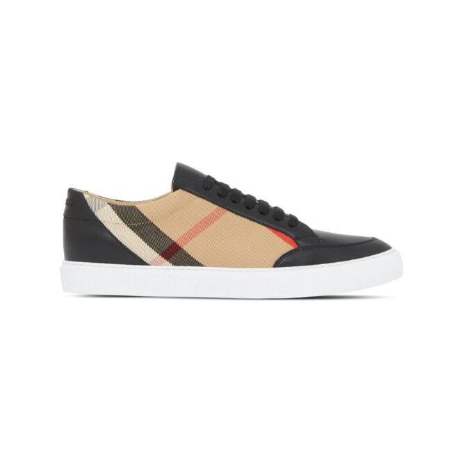 Burberry Black Leather and Canvas New Salmond Sneakers