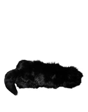 Svart rävpäls halsduk med varmare vinterhalsduk