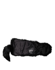 Svart rävpäls halsduk med varmare vinterhalsduk