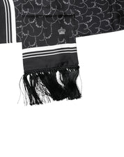 Svart sidenhalsduk med fransar