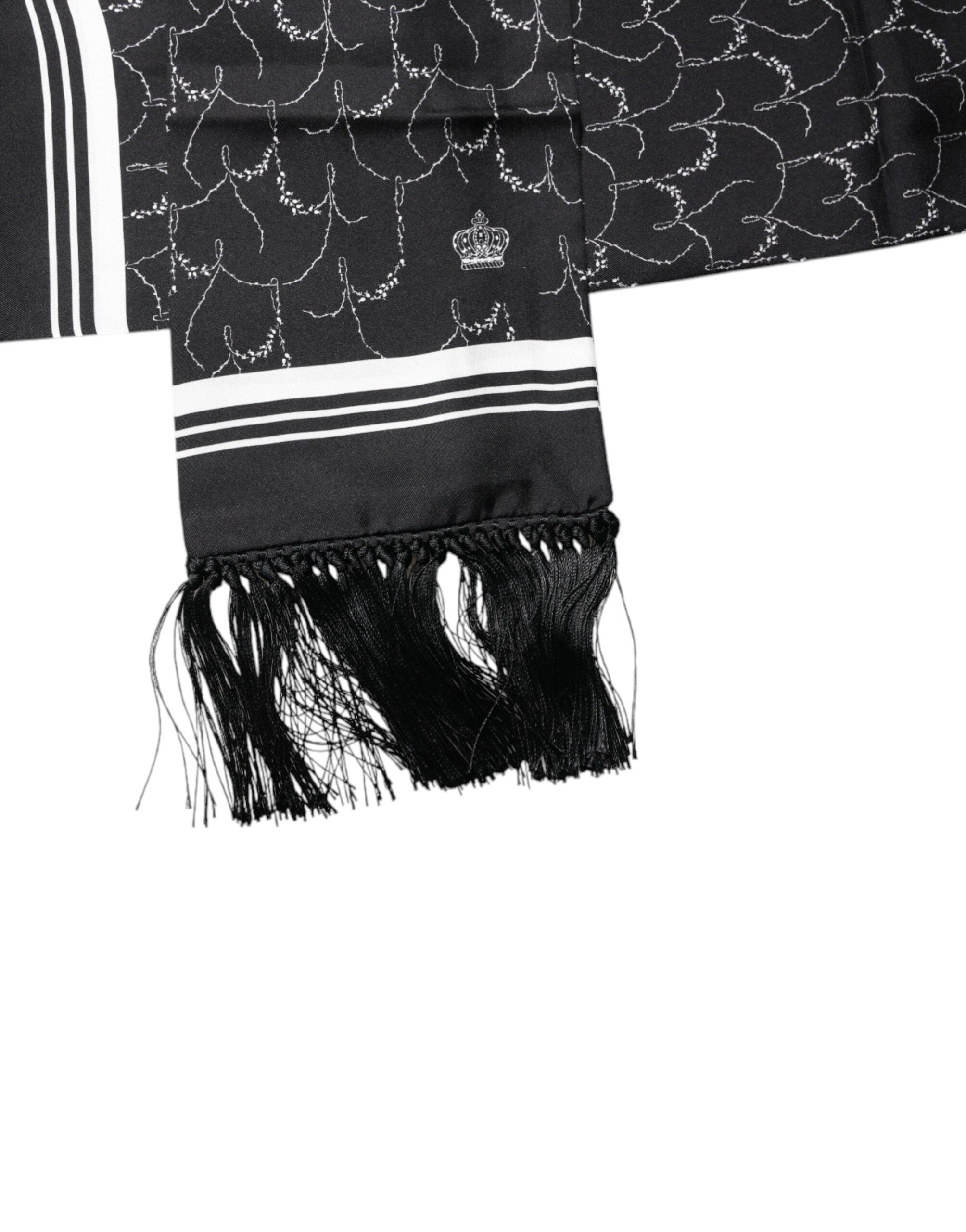 Svart sidenhalsduk med fransar