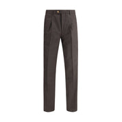 Brown Fleece Wool Casual Pants
