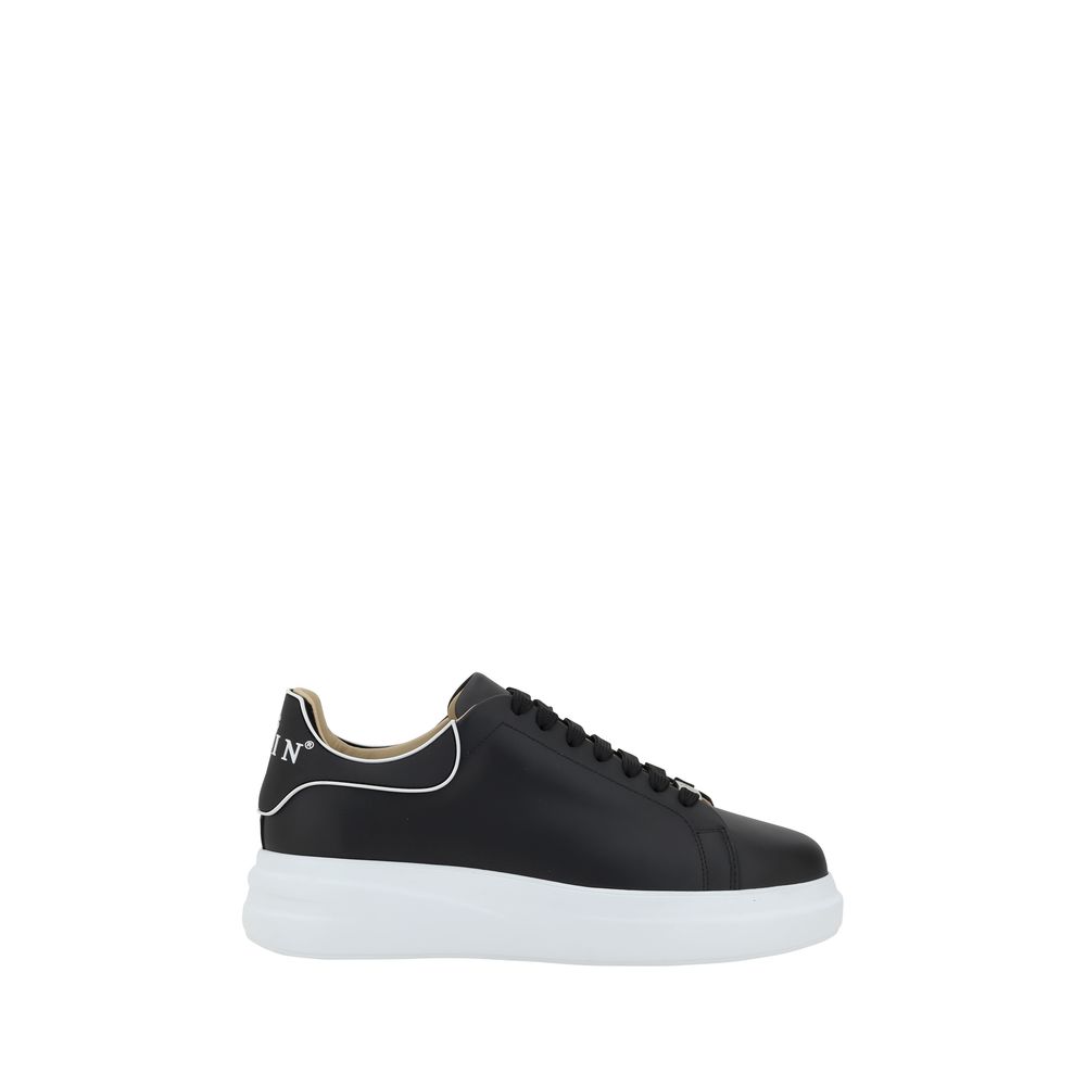 Philipp Plein Black Calf Leather Low Top Sneakers