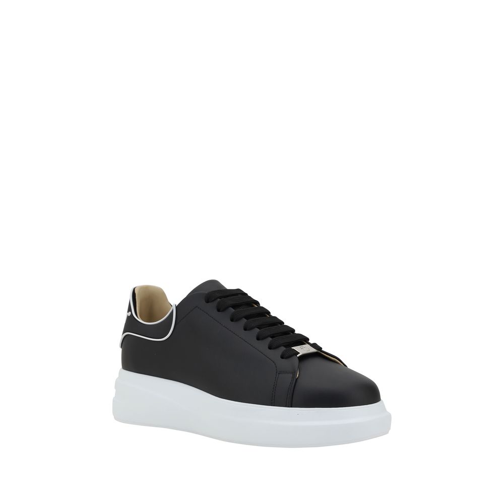 Philipp Plein Black Calf Leather Low Top Sneakers