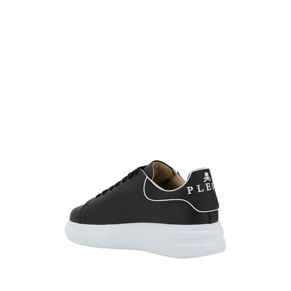 Philipp Plein Black Calf Leather Low Top Sneakers