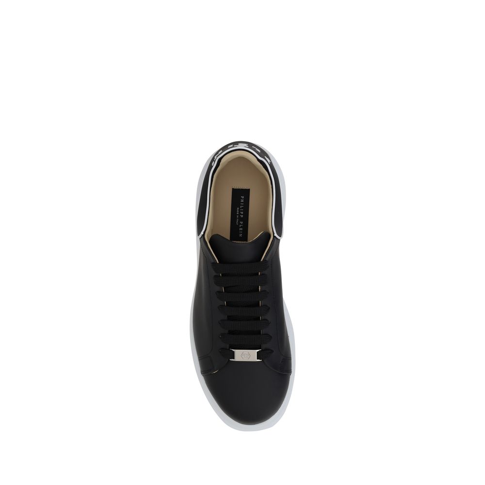 Philipp Plein Black Calf Leather Low Top Sneakers