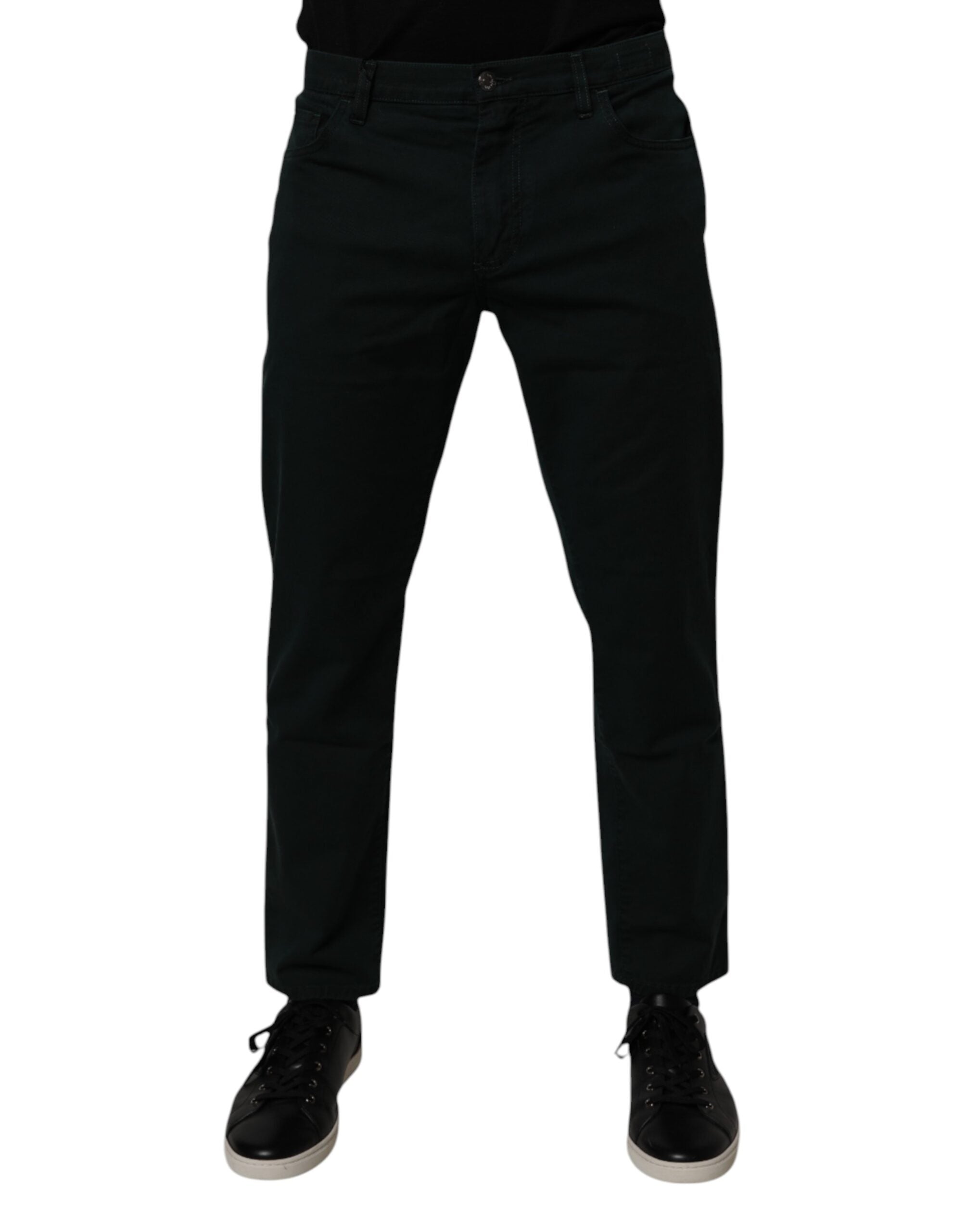 Mörkgröna bomullslösa herrjeans