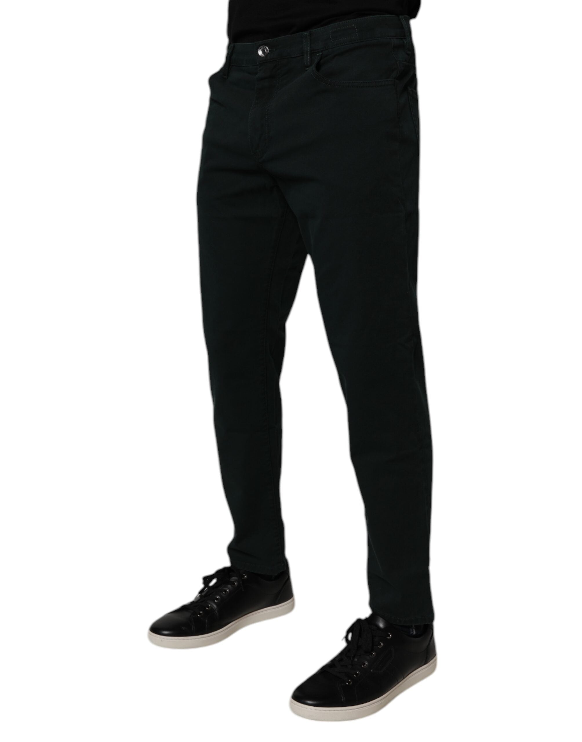 Mörkgröna bomullslösa herrjeans