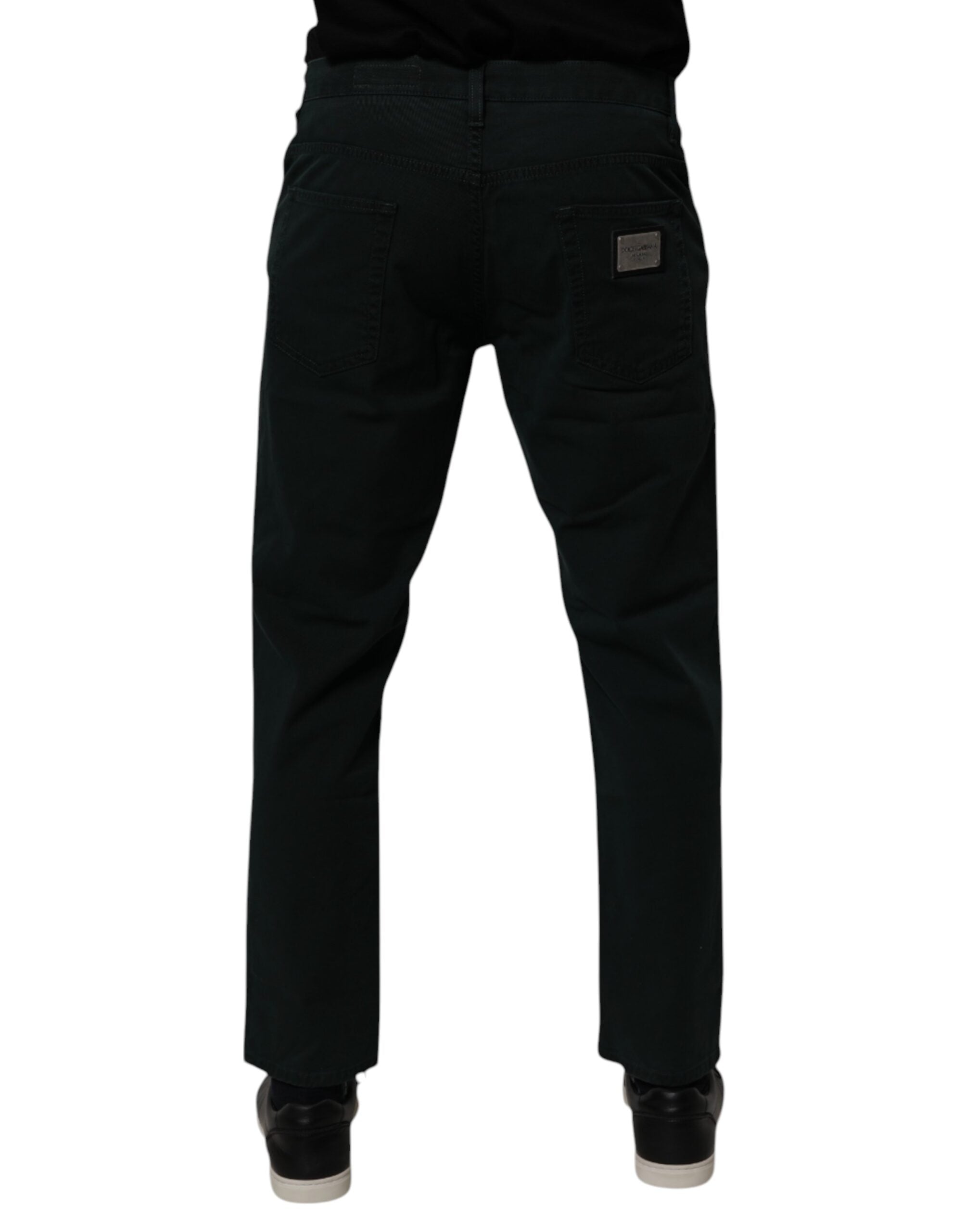 Mörkgröna bomullslösa herrjeans