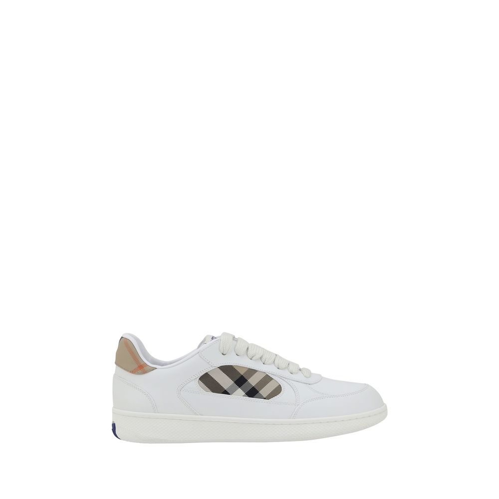 Burberry White Calf Leather Low Top Sneakers