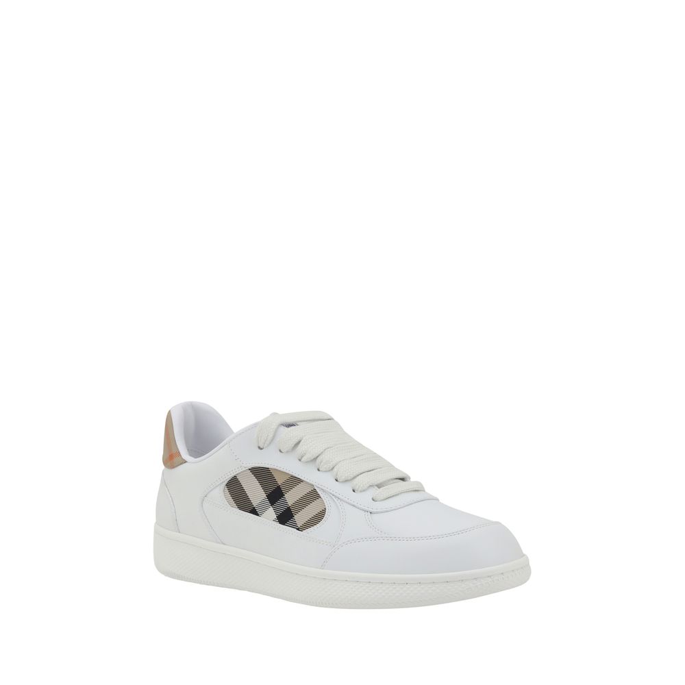 Burberry White Calf Leather Low Top Sneakers