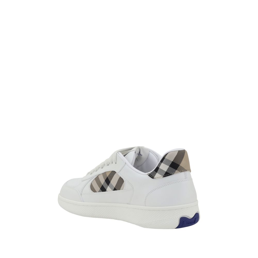 Burberry White Calf Leather Low Top Sneakers