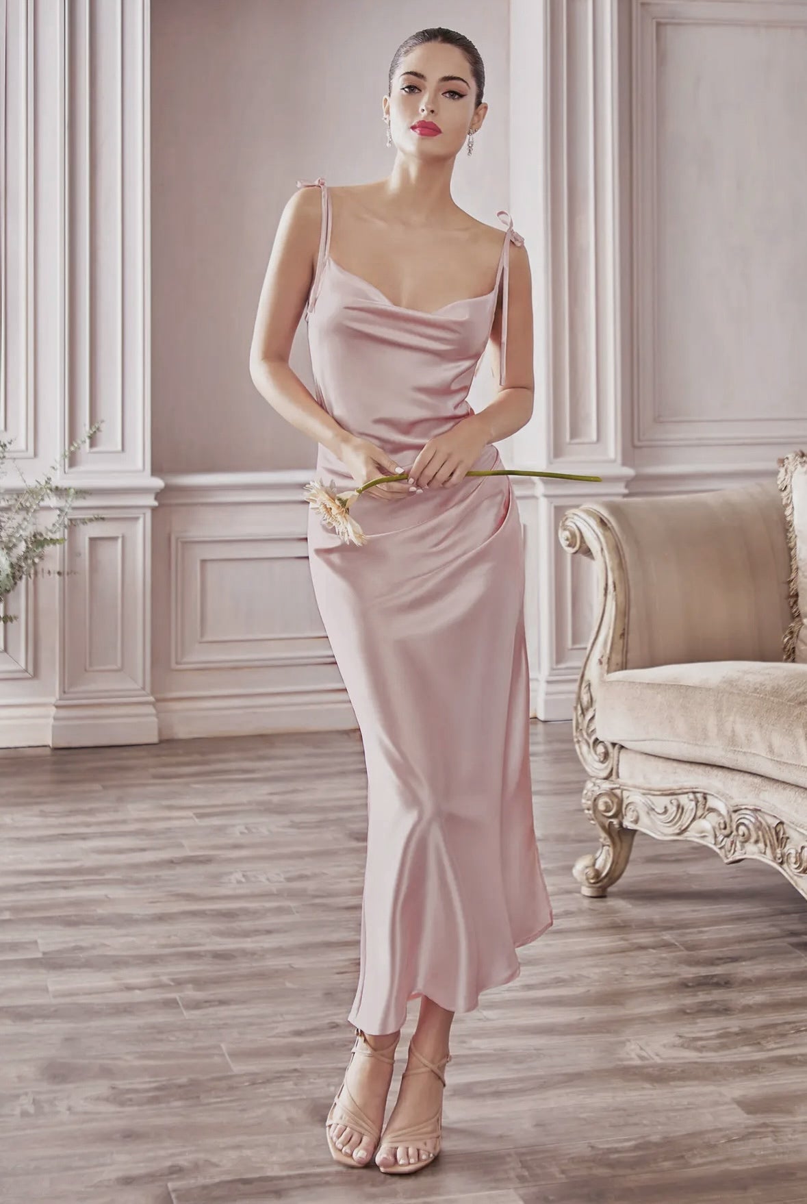 Ladivine by Cinderella Divine Slim Fit Satin Midi Dress