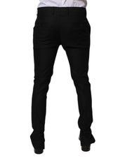 Black Virgin Wool MenSkinny Dress Formal Pants
