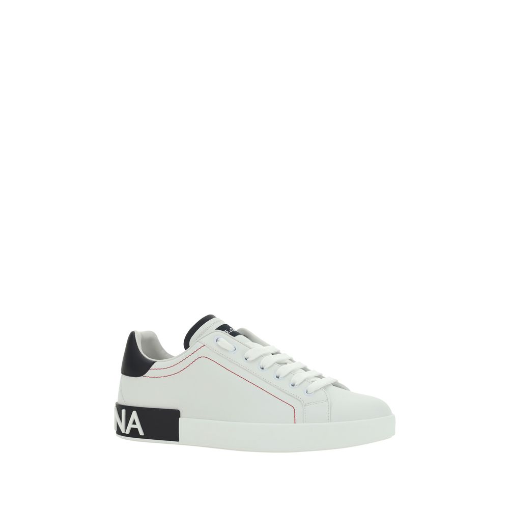 Dolce & Gabbana White Calf Leather Low Top Sneakers