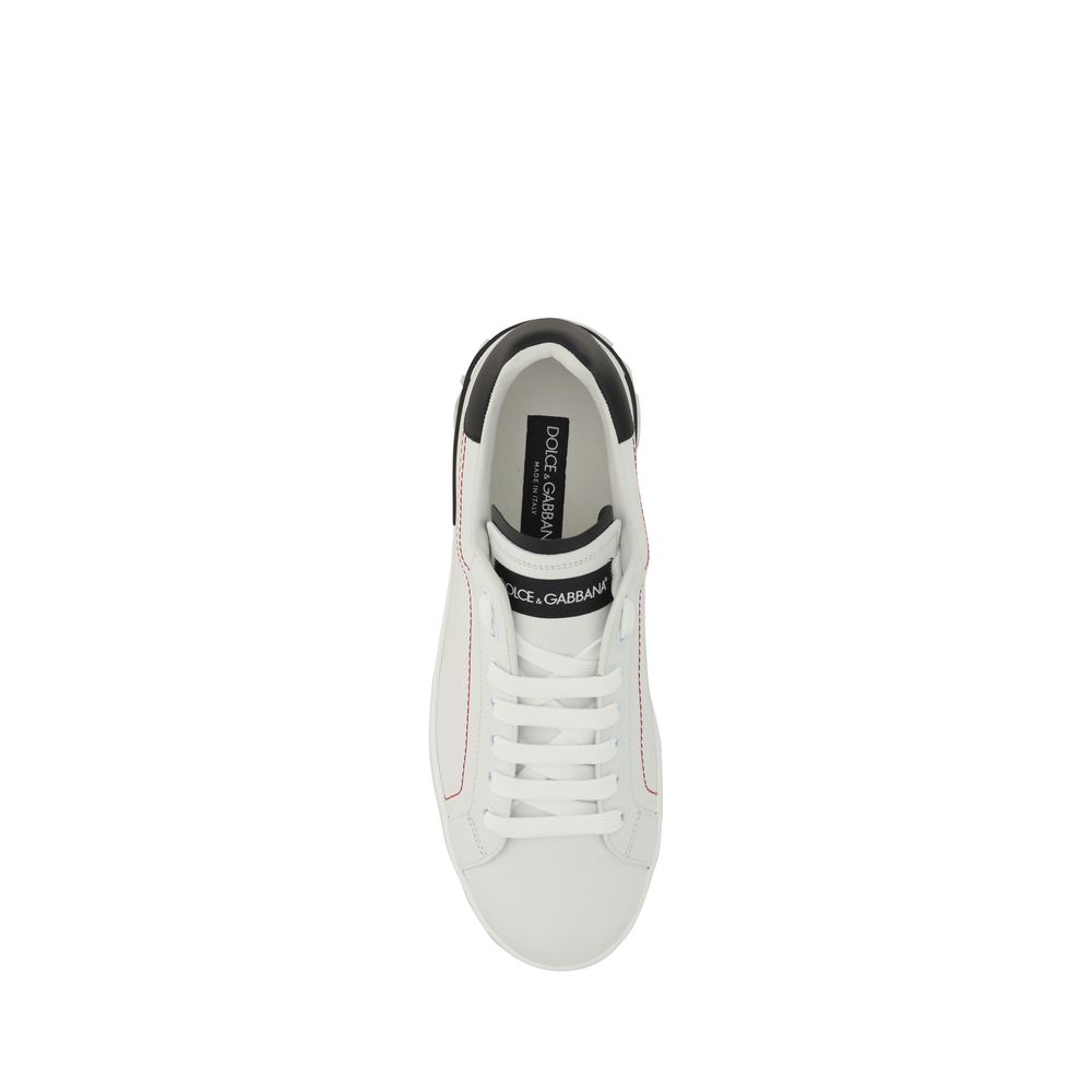Dolce & Gabbana White Calf Leather Low Top Sneakers