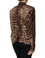 Brun leopard sidenkappa med knappar