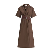 Brown Cotton Casual Dress