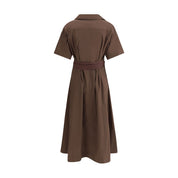 Brown Cotton Casual Dress