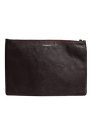 Brun läderclutch/väska för män med #DGFAMILY-detaljer