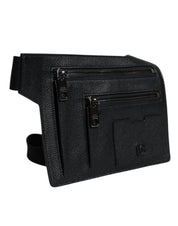 Black Calfskin Leather Messenger Crossbody Bag