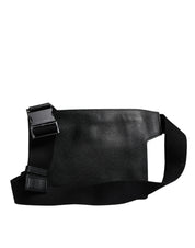 Black Calfskin Leather Messenger Crossbody Bag