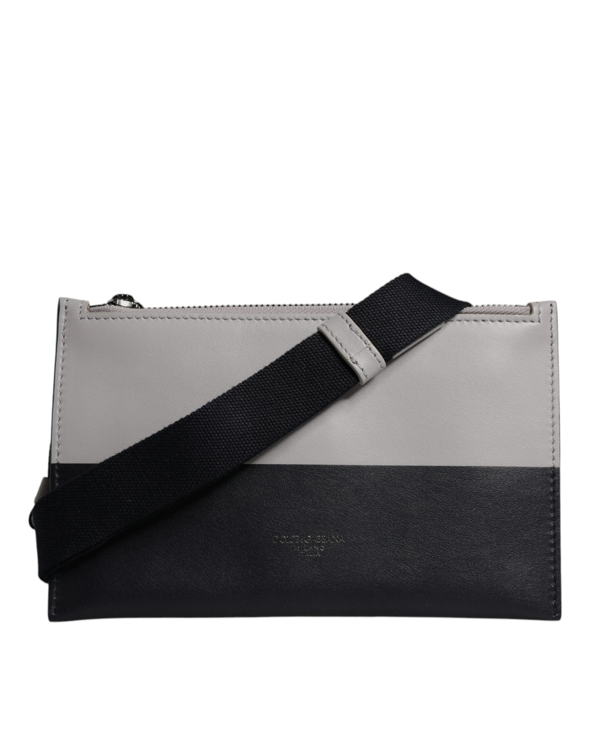 Dolce & Gabbana Black White Calfskin Crossbody Bag
