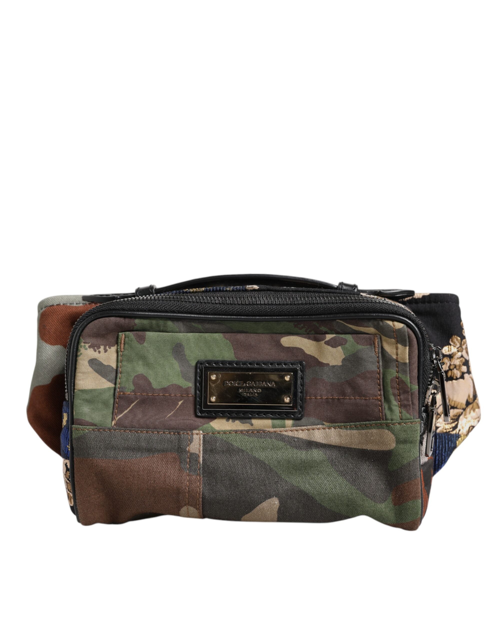 Dolce & Gabbana Multicolor Camouflage Cotton Leather Fanny Pack