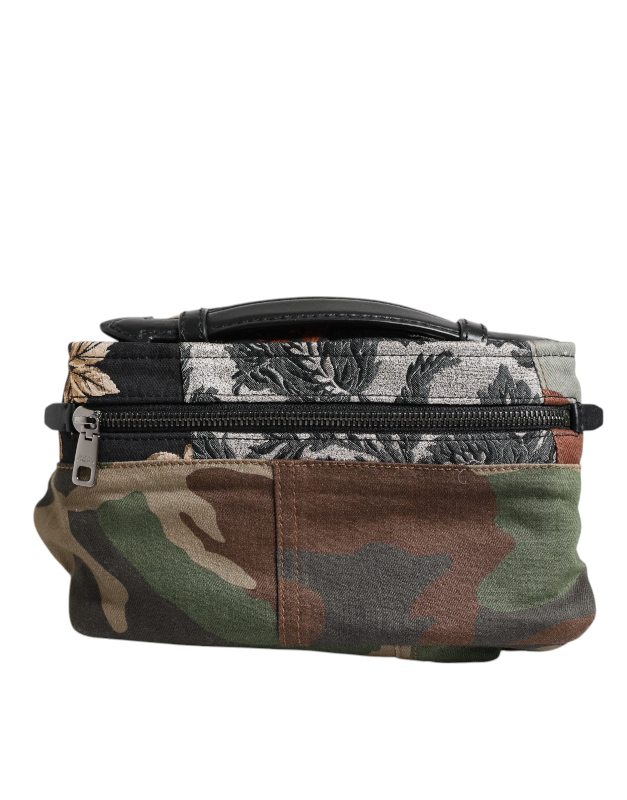 Dolce & Gabbana Multicolor Camouflage Cotton Leather Fanny Pack