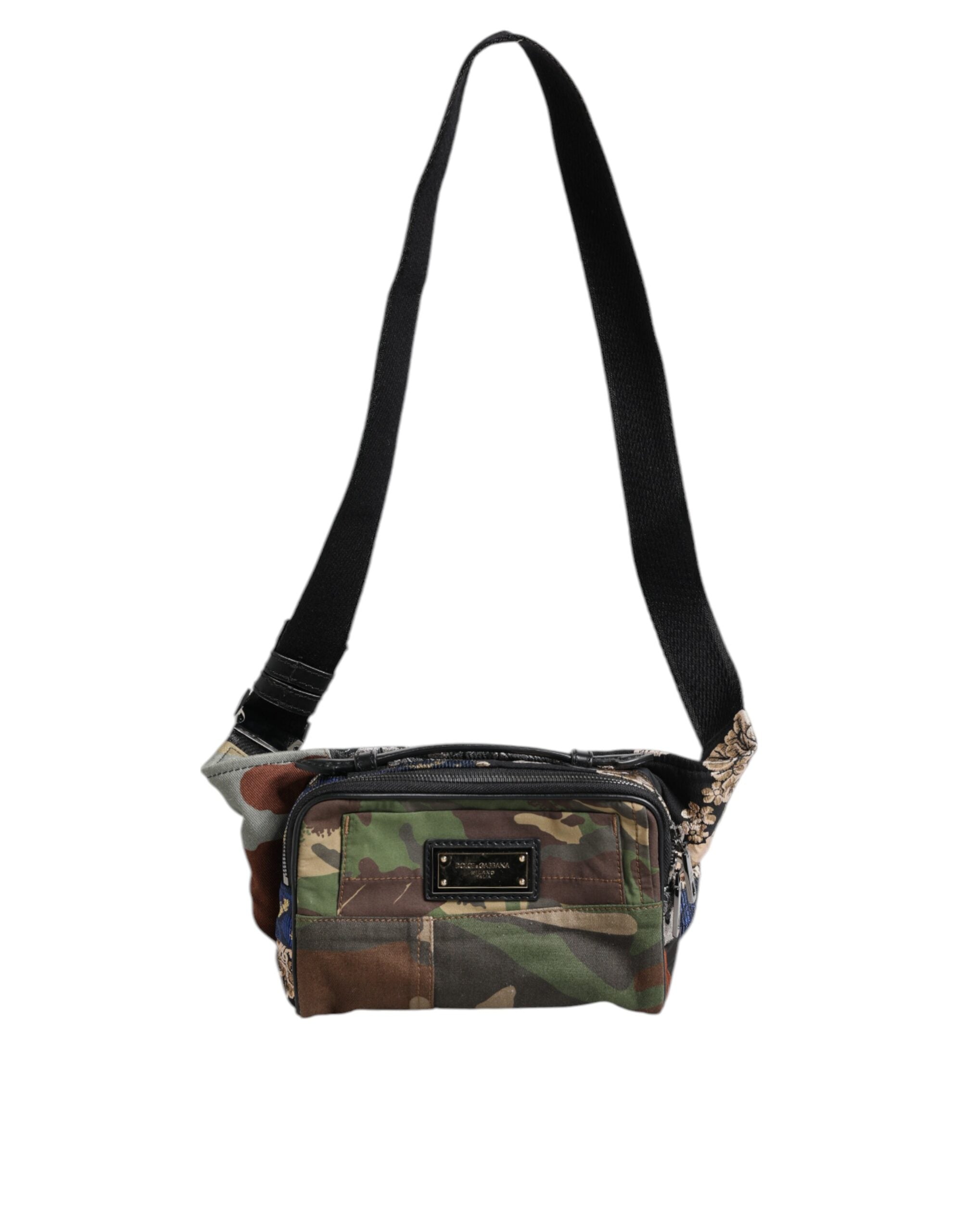 Dolce & Gabbana Multicolor Camouflage Cotton Leather Fanny Pack