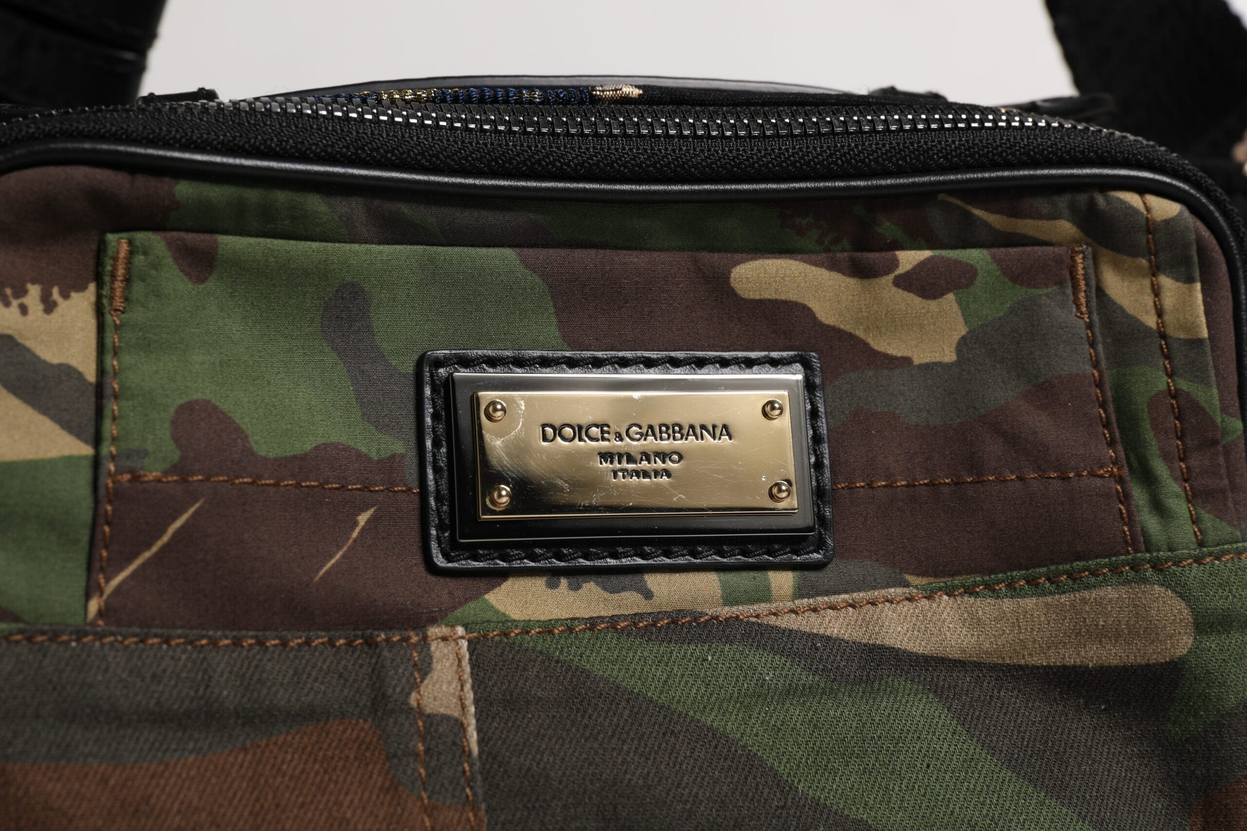 Dolce & Gabbana Multicolor Camouflage Cotton Leather Fanny Pack