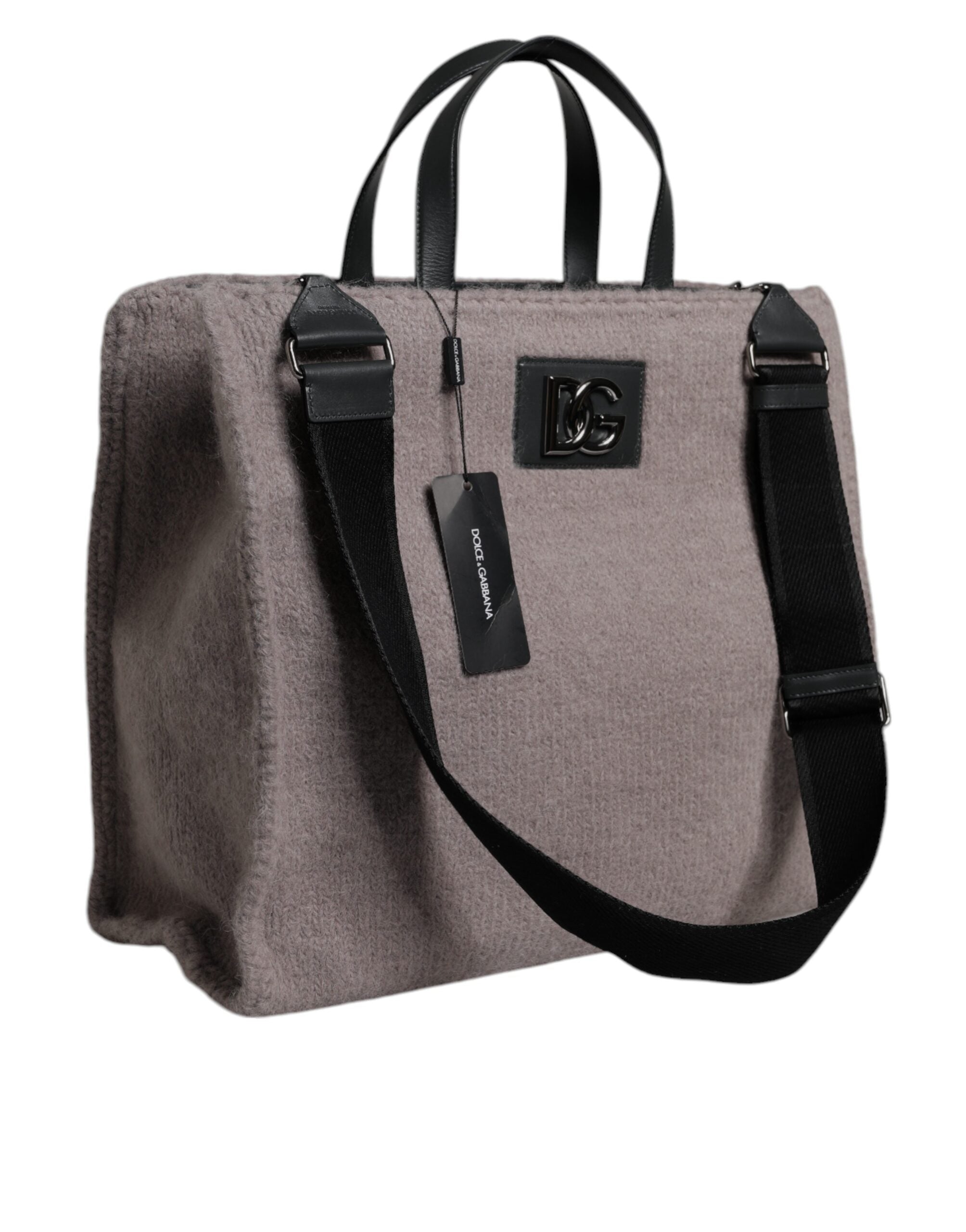 Dolce & Gabbana Grey Alpaca Wool Tote Shoulder Bag