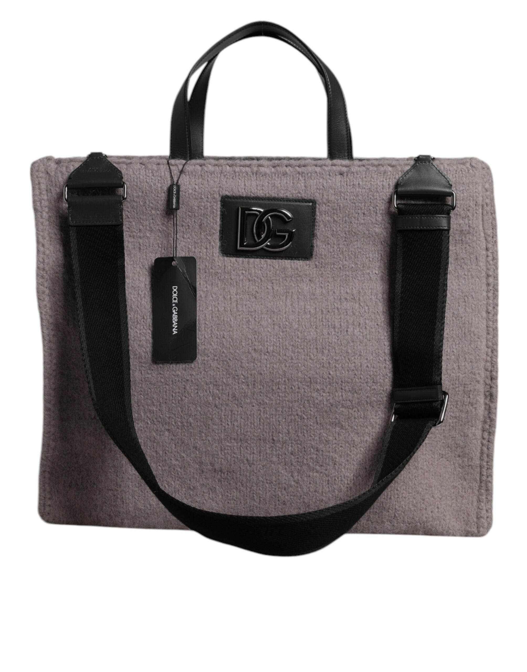 Dolce & Gabbana Grey Alpaca Wool Tote Shoulder Bag