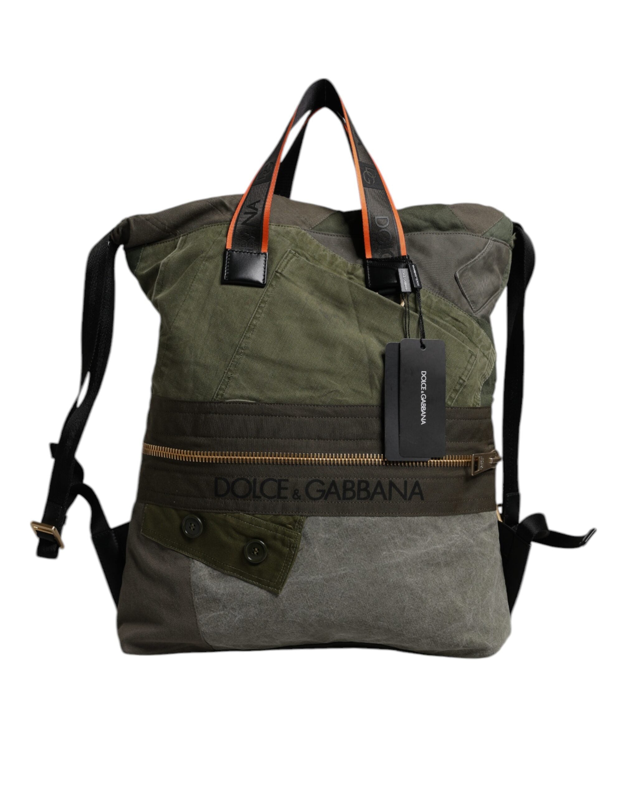 Dolce & Gabbana Military Green Cotton Rucksack