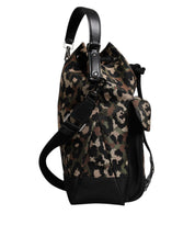 Dolce & Gabbana Leopardfärgad Axelväska i Bomullsblandning